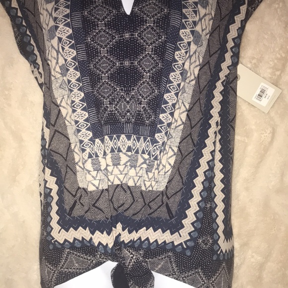 Lucky brand knotted tie shirt top xsmall NWT new - Picture 2 of 8